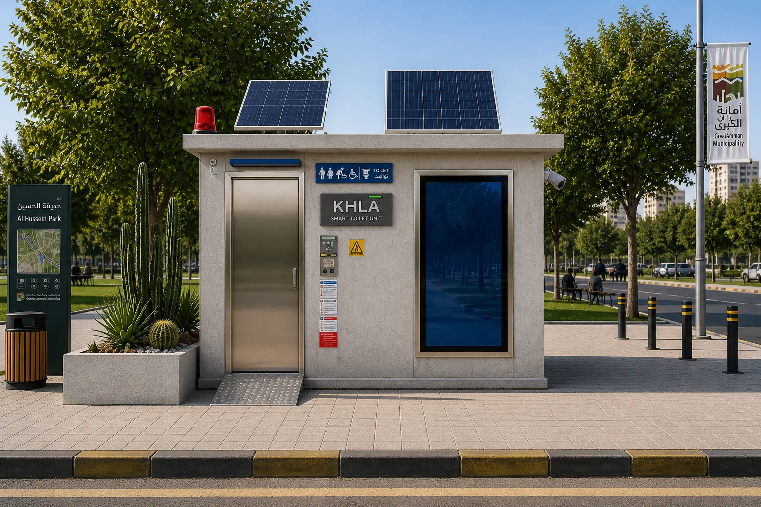 KHLA smart public toilet unit installed at Al Hussein Park, Amman